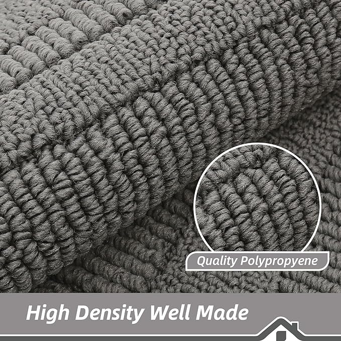 BEQHAUSE 30x18 Inch Kitchen Rug Mat Durable Kitchen Rugs Non-Slip Washable Absorbent Kitchen Mats for Floor Dirt-Resistant Semicircular Kitchen Mat (Grey)
