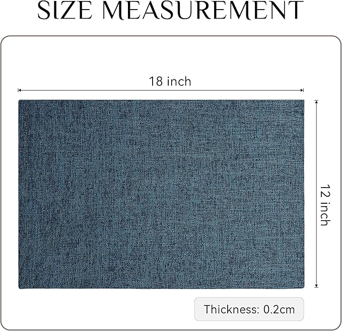 Softalker Faux Linen Placemats Set of 4-12 x 18 Inch, Heat Resistant Double Layered Durable Burlap Farmhouse Place Mats, Non-Slip Washable Rustic Table Mats for Dining, Kitchen, Party（Navy Blue