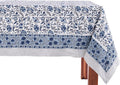 ATOSII Jodhpur Blue 100% Cotton Fall Tablecloth, Handblock Floral Print Rectangle Linen for Kitchen Dining I Parties Wedding Outdoors Holidays I Spring Summer 72 X 120 Inches I 10 Seater Table