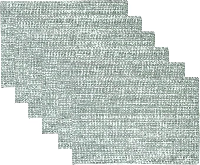 Sweet Home Collection 100% Cotton Placemats for Dining Room Rectangle Two Tone Woven Fabric 13" x 19" Soft Durable Table Mat Set, Set of 4, Pale Green