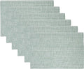 Sweet Home Collection 100% Cotton Placemats for Dining Room Rectangle Two Tone Woven Fabric 13" x 19" Soft Durable Table Mat Set, Set of 6, Pale Green
