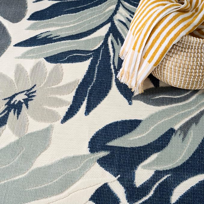 Nourison Home Suncoast Blue 5'3" x 7'3" Area Rug - Easy Clean, Non Shedding, Bed Room, Living Room, Dining Room, Kitchen (5' x 7')