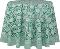 ATOSII Meadow Green 100% Cotton Summer Round Tablecloth, Block Print Table Cloth for Dining, Weddings, Outdoors, Parties I Grand Millenial Farmhouse Coastal Boho Home Decor 90" Inches