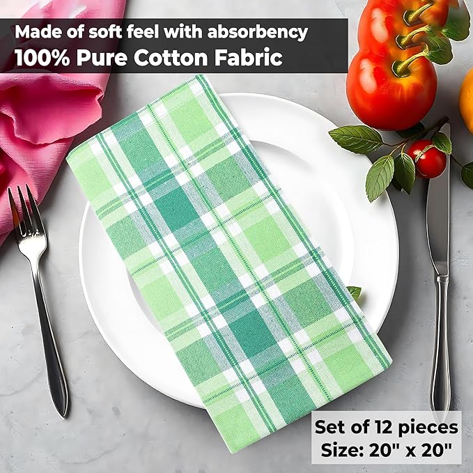 Urban Villa Cloth Napkins Set of 12 20x20 Inches 100% Cotton Napkins Cloth Washable Soft Durable Reusable Absorbent Table Dinner Napkins Cloth for Hotel Lunch Restaurant Weddings Parties- St Patrick