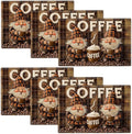 Coffee Gnomes Placemats Set of 6, Cafe Station Table Mats, Washable Place Mats for Coffee Bar Home Party Indoor Kitchen Dining Table Decor 12x18 Inch