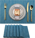 SLKQG Vinyl Placemats Set of 6 - Easy Clean Place Mats - Washable Heat Resistant Table Mats for Dining Table - 17x12 Inch (Sky Blue Turquoise, 6)