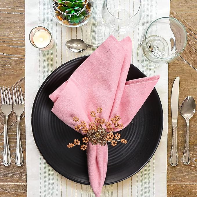 Natural Wooden Beads Napkin Ring Set of 12 - Elegant Fancy Beautiful Decorative Napkin Holder for Dinner Table Décor, Christmas, Farmhouse, Wedding, Party, Easter & Everyday Use