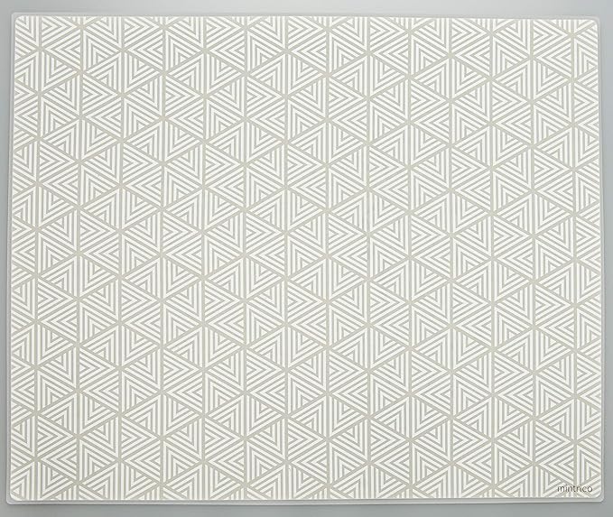 Mintrico placemat for Dining Table Set of 2 Silicone Heat Resistant Non Slip (2, White Triangle) …