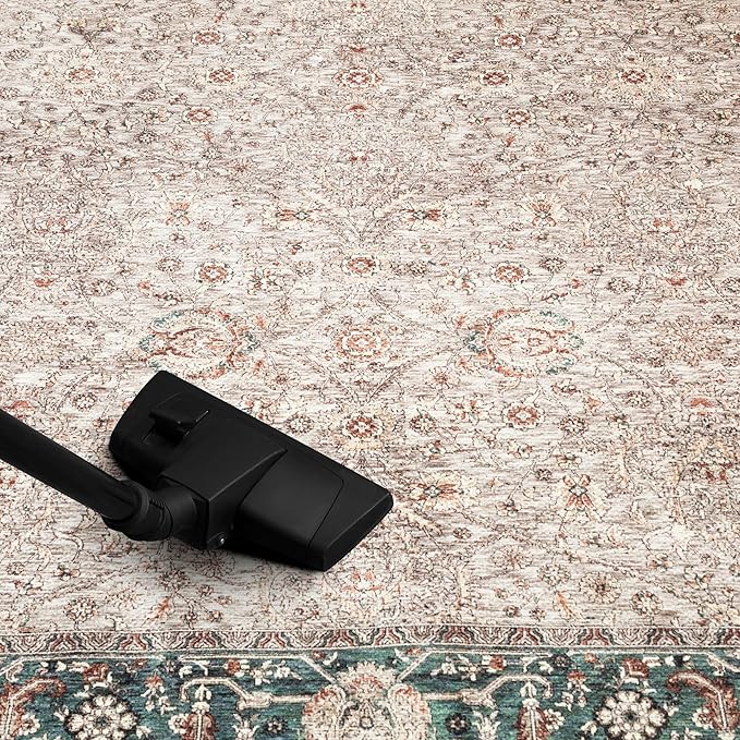 Keen Home Design 5x7 Rug - Machine Washable Area Rug with Non-Slip Backing, Ideal for Living Room, Dining Room, Bedroom - Vintage, Easy Clean, Durable, Low Pile - (5' x 7')