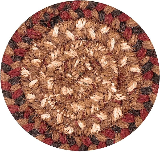 Homespice Gingerbread Jute Woven Rope Coasters 4", Warm Country Decor, Set of 6, Brown - Durable, Absorbs Moisture, Easy to Clean and Protects Furniture