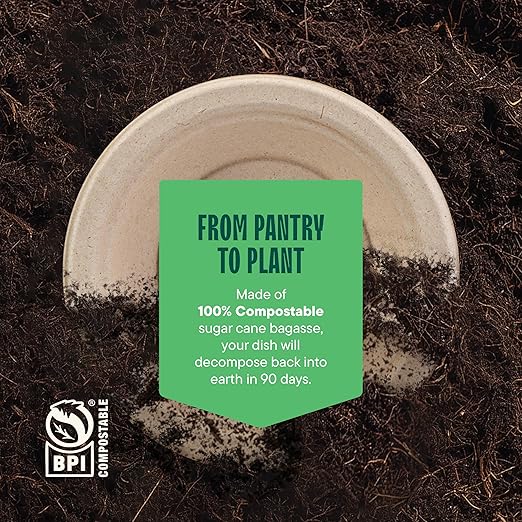 100% Compostable Paper Bowls 12 oz. [1000 Count] Heavy-Duty Soup Bowls - Natural Brown Color Unbleached Bagasse Bowls - Eco-Friendly Disposable Biodegradable Sugarcane - [Bulk Case 8 x 125 Pack]