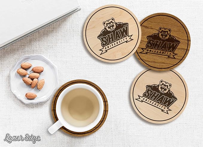 LazerEdge Shaw Bears Wooden Coaster Set - Cherry Wood - Officially Licensed Product - 4-Pack