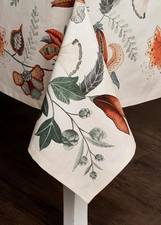 Maison d' Hermine Table Cloth Rectangle Table 100% Cotton 70 x 120 Inches Fall Tablecloth Reusable Everyday Use for Thanksgiving Christmas Decorations Dining Farmhouse Party (Dalida)