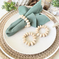 Napkin Rings Set of 6 - Wooden Beads Napkin Rings | Rustic Wooden Napkin Ring Holder for Table Decoration - Handmade LEBEJUA Napkin Ring with Wood Beads & Jute Twine - Farmhouse Holder for Napkins