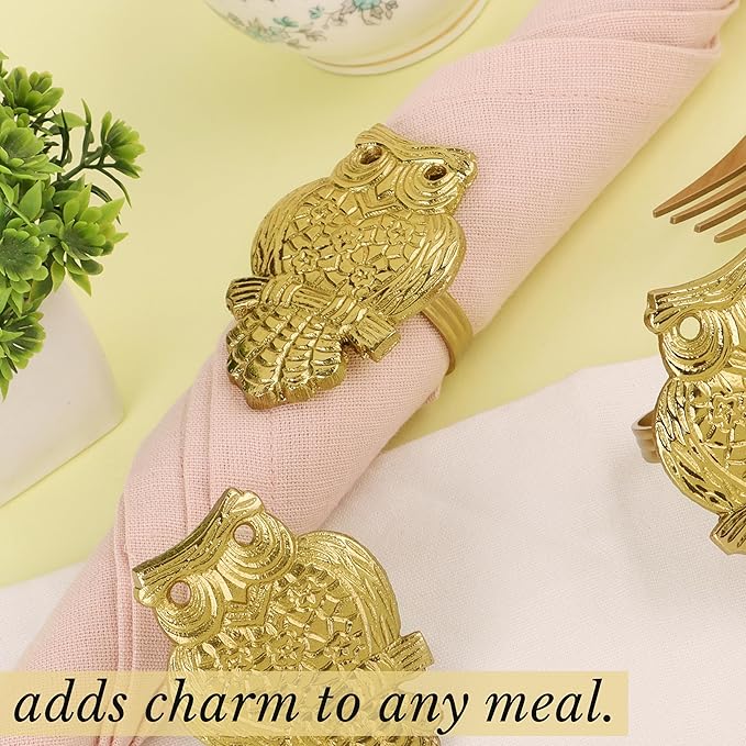 ALPHA Living HOME Metal Napkin Rings Set of 12, Decorative Napkin Holder for Dinner Table Décor, Farmhouse Modern Serviette Rings for Weddings, Receptions, Banquets, Daily Use (Antique Gold)