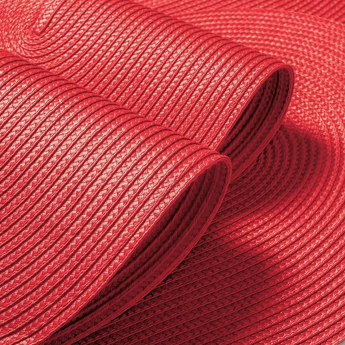 FunWheat Oval Braided Placemats Set of 4 Table Mats for Dining Tables Washable Heat Resistant Place Mats for Indoor Outdoor Use 12 x18 Inch(Oval Red, 4pcs)