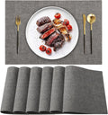 Leather Heat Resistant Placemats Set of 6 Waterproof Wipeable Washable PU Table Mats,Easy to Clean Anti-Slip Place Mats (Smokey Grey, 6)