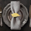 Decozen Set of 4 Gold Napkin Rings in Leaf Design, Festive, Table Decor Setting for Holiday, Wedding, Birthday, Kitchen, Home Decor, Housewarming Gift - Mothers Day Decorations