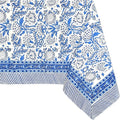 ATOSII Indigo Bloom 100% Cotton Rectangle Summer Tablecloth, Handblock Floral Print Linen Table Cloth for Kitchen Dining I Parties, Weddings, Outdoors, 60 X 108 Inches I 8 Seater