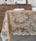 Warm Home Designs 60 x 120 Lace Tablecloth. Linen Gold Rectangle Tablecloth with English Rose Design. Rectangular Tablecloth, Rustic Tablecloth or Dining Table Cover for 10-12 Guests. LTC Linen 120"