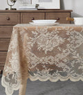 Warm Home Designs 60 x 84 Lace Tablecloth. Gold Linen Rectangle Tablecloth with English Rose Design. Rectangular Tablecloth, Rustic Tablecloth or Dining Table Cover for 6-8 Guests. LTC Linen 84"