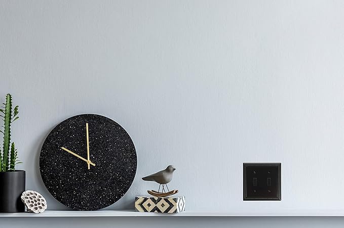 Henne Bery Sunken Pearls Heavy Duty Decorative Wall Plate Switch Plate Outlet Cover (Double Toggle, Matte Black)