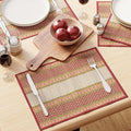 Encasa XO Woven Red Placemats Set of 4 – 12" x 17" | Handwoven Madurkathi Grass Table mats for Dining Table, Kitchen & Outdoor Decor | Durable & Heat‑Resistant