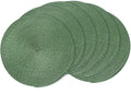 AHHFSMEI Round Braided Placemats 15 Inch Round Table Mats for Dining Tables Natural Woven Heat Resistant Place mats Set of 6 (Olive Green)