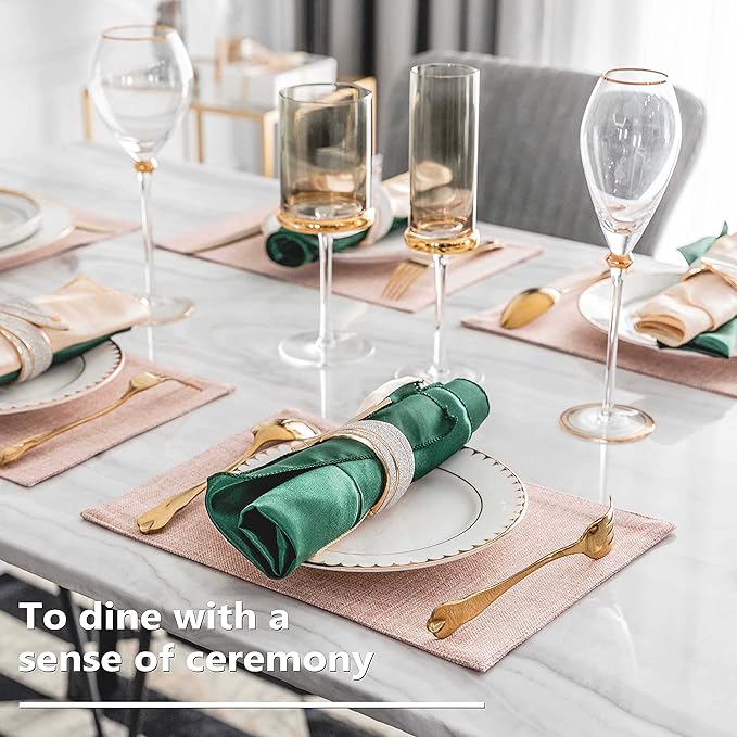 Home Brilliant Placemats Set of 6 Pink Apricot Table Place Mats for Women Wedding Valentines Decoration Blush Placemats Washable Place Mats for Dining Kitchen Restaurant Table, Pink