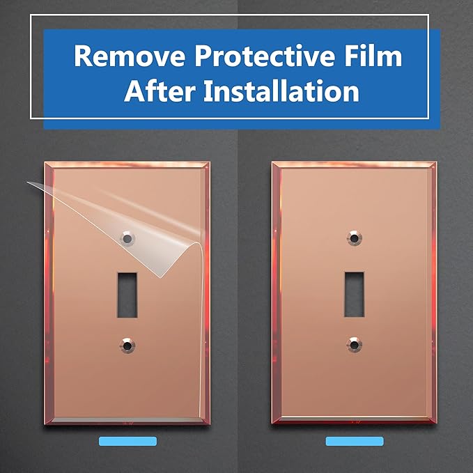 LIDER Toggle Switch Acrylic Wall Plate, Mirrored Light Switch Plate, Plexiglass Switch Cover, Mirror-like Reflective Finish, Modern Upgrade, Oversized 1-Gang 5.25" x 3.44", Rose Gold