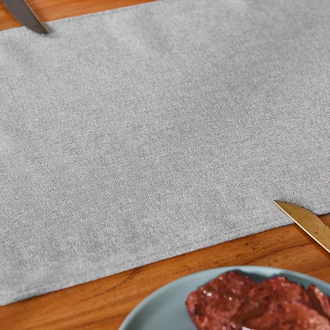 Table Runner 13 x 108 Inches Long, Cotton Linen Farmhouse Style Grey Table Linen for Kitchen Dining Coffee Table Parties Wedding Home Decor (Modern-Grey, 13” x 108”)