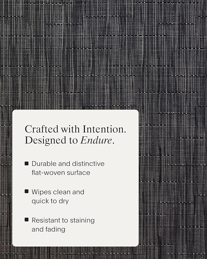 Chilewich Bamboo Placemats Set of 4 - Woven Rectangle Placemats - Reusable, Stain-Resistant, Indoor/Outdoor Tabletop Protection - 19" x 14" - Smoke