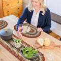 Homespice Chester Jute Braided Table Runner, Rustic Cabin Decor, Set of 2, Red Oval 8x28 - Rich Colors, Easy to Clean, Durable and Protects Furniture