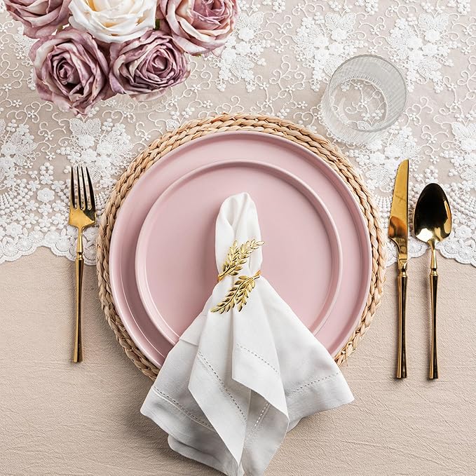 AmorArc Ceramic Plates Set of 6, Matte Glaze 8.0 Inch Dishes Set for Kitchen, Dessert,Salad,Appetizer, Small Dinner Plates, Microwave & Dishwasher Safe, Scratch Resistant, Matte Pink