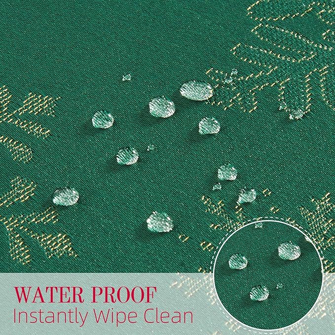 Cloth Place Mats Set of 8–Reusable Rectangular Waterproof Fabric Polyester Washable Wipeable Heat Resistant Jacquard Sparkling Metallic Snowflake for Kitchen Table(Hunter Gold/13x19 Inch)