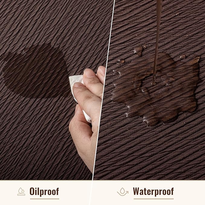 Jovono 15" Faux Leather Big Round Placemats Set of 6 - Washable Heat Resistant Non-Slip Dining Table Mats with Fabric Texture for Kitchen Home Party Decor, Coffee