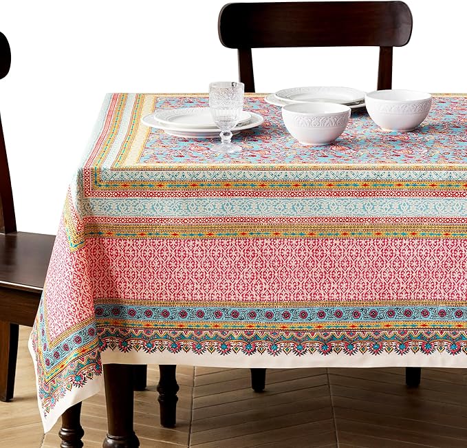 Maison d' Hermine Premium Table Cloth Rectangle Table 100% Combed Cotton 120 x 70 Inches Tablecloth Reusable Decorative for Dining Room, Farmhouse, Home, Party, Festive & Wedding - Lauris