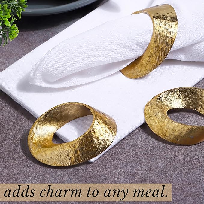 ALPHA Living HOME Metal Napkin Rings Set of 12 - Gold Mobius Design for Table Decor, Elegant Napkin Holders for Dinner, Wedding, Party, Holiday, Thanksgiving, Christmas & Everyday Use