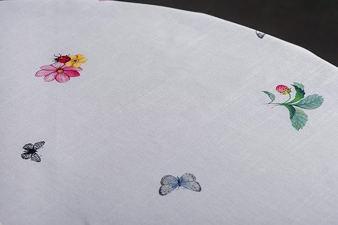 Maison d' Hermine Table Cloth Round Table 100% Cotton 69 Round Inches Tablecloth Reusable Decorative for Dining Room Farmhouse Home Valentines Day Decorations Spring Summer - Printemps