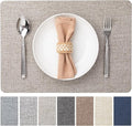 Faux Leather Placemats Set of 12 Vinyl Washable Wipeable Table Mats for Kitchen Dining Table Heat Resistant Waterproof Modern Indoor/Outdoor Placemats Non-Slip Easy Clean Place Mats (Mix Gray)