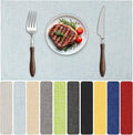 Blue Forest Placemats Set of 4, Dual-Layered Thickened Faux Linen Table Mats Heat Resistant Machine Washable Wrinkle Free Place Mats for Kitchen Dining Outdoor/Indoor (Sky Blue)