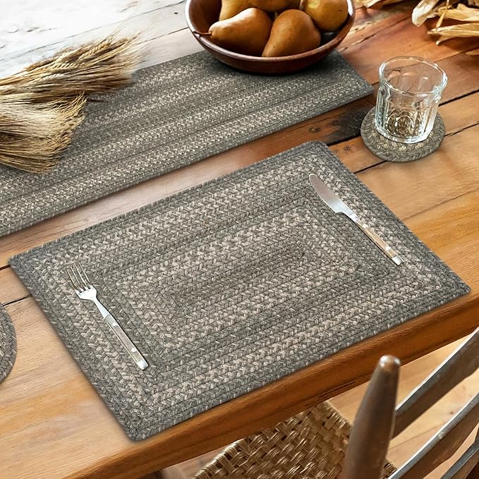 Homespice Grey Cloud Dining Placemats, Warm Country Decor, Set of 6, Grey - 13x19 Rectangle Table Mats - Vibrant Colors, Durable, Easy to Clean and Protects Furniture