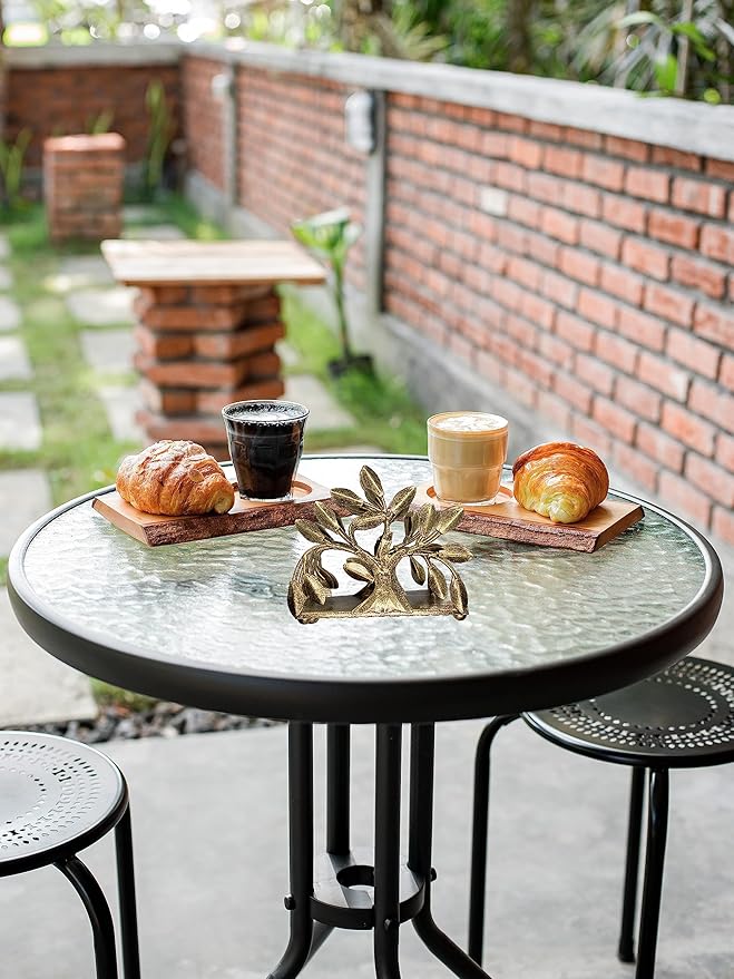 Bronze Life Tree Design Metal Napkin Holder | Freestanding Vertical Disposable Tissue Paper Servilleta Dispenser Organizer Stand Servilletero Tabletop | Home Kitchen Restaurant
