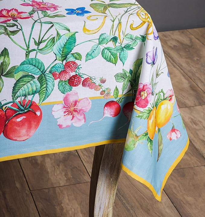 Maison d' Hermine Table Cloth Rectangle Table 100% Cotton 60 x 108 Inches Tablecloth Reusable Decorative for Dining Room Farmhouse Home Valentines Day Decorations Spring Summer - Giverny
