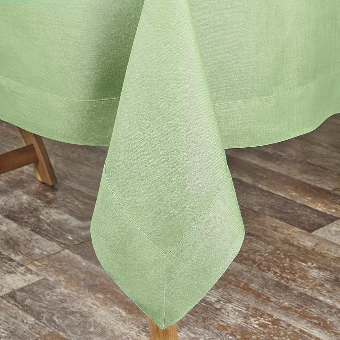 D'Moksha Homes Sage Green Linen Tablecloth 60 x 84 Inch - 100% Pure Linen Table Cloth for Rectangle Tables - Machine Washable Cloth Tablecloth for Spring, St Patricks Day, Easter