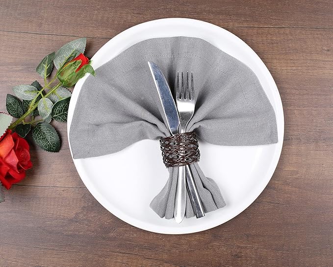 ALPHA Living HOME Napkin Rings Set 12 of Premium 100% Metal, Rust-Resistant Tabletop Décor - Napkin Holders for Family Dinner, Wedding, Party, Decorations, Banquet, Party, Easter - Bronze