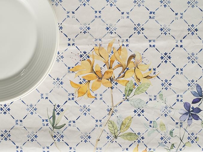 Maison d' Hermine Table Cloth Rectangle Table 100% Cotton 60 x 108 Inches Tablecloth Reusable Decorative for Dining Room Farmhouse Home Valentines Day Decorations Spring Summer - Faience