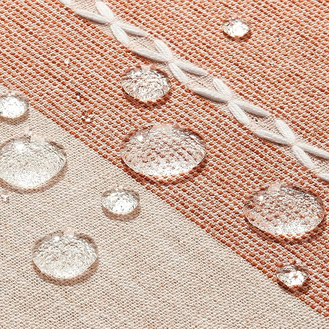ZeeMart Contrast Linen Table Cloth Rectangle Table Cloths 54x108 Inch Orange, Farmhouse Style Heavy Weight Burnt Orange Fall Tablecloth, Water Resistant Burlap Tablecloths