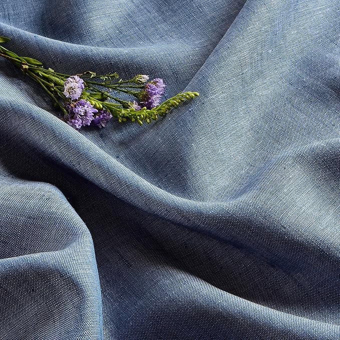 Solino Home Linen Tablecloth 60 x 90 Inch - 100% Pure Linen Blue Denim Table Cloth for Rectangular Tables - Athena, Machine Washable Cloth Tablecloth for Spring, Easter
