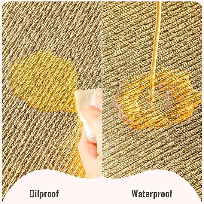 Jovono Faux Leather Placemats Set of 4, Waterproof Washable Table Mats, Easy-Clean Heat Resistant Kitchen Vinyl Place Mat for Dining Table, Wedding, Holidays, Indoor, 17.8"x11.8", Gold